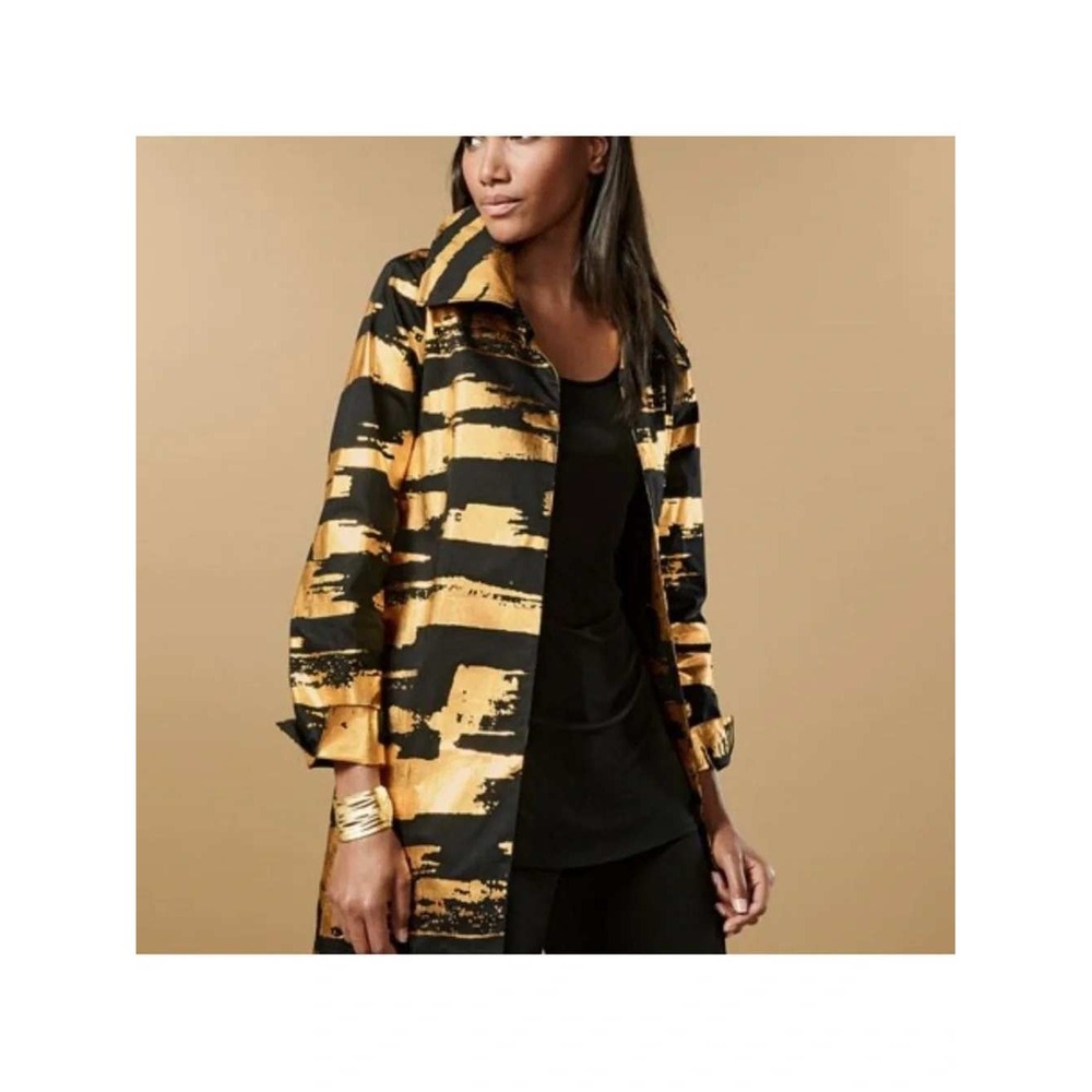 Berek Longline Jacket Womens 1XL Black Gold Metallic Brushstroke G81448CR